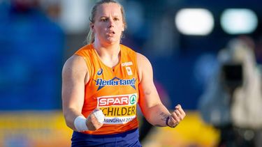 BIRMINGHAM - Jessica Schilder tijdens de finale kogelstoten op de EK atletiek. Het is voor het eerst dat de Europese Kampioenschappen georganiseerd worden in Groot-Brittannië. IRIS VAN DEN BROEK / ANP