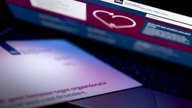 ILLUSTRATIEF - De website van donorregister.nl. In het Donorregister is geregistreerd of mensen wel of niet organen en weefsels willen doneren na hun overlijden. ANP KOEN VAN WEEL