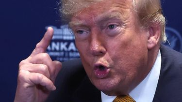 US President Donald Trump gestures as he meets with NATO Secretary General on the sidelines of the NATO summit in Ankara, on July 8, 2026.  The summit comes at a fraught time for the 77-year-old transatlantic alliance, with the US President demanding members make good on a pledge to ramp up defence spending as Washington takes a step back from Europe.

Filip SINGER / POOL / AFP