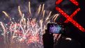 Een foto van een show met vuurwerk in Amsterdam