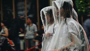 Plastic, jas, angstig, onderzoek, regen