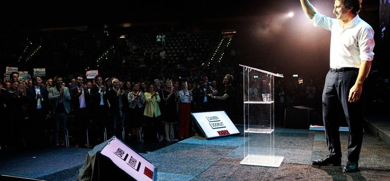 ROTTERDAM - Jesse Klaver geeft een toespraak tijdens het GroenLinks-PvdA congres, in aanloop naar de Tweede Kamerverkiezingen. ANP RAMON VAN FLYMEN