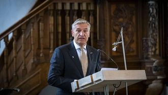 LEEUWARDEN - Sybrand Buma tijdens zijn afscheid als burgemeester van de gemeente Leeuwarden. Sinds 1 juli is hij vice-president van de Raad van State in Den Haag. JILMER POSTMA / ANP