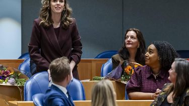 DEN HAAG - Lisa Vliegenthart (GroenLinks-PvdA) tijdens de beediging als lid van de Tweede Kamer. ANP REMKO DE WAAL