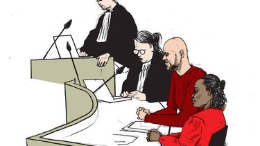 ZWOLLE - Rechtbanktekening van verdachten Michaël van K. en Samantha F. tijdens een pro-formazitting. Zij worden verdacht van de ontvoering van twee kinderen uit Dalfsen. Ze waren voor het laatst gezien op het station van de Overijsselse plaats en er bestonden grote zorgen over hun welzijn. De kinderen werden gevonden in een woning in het Belgische Oudenaarde, in aanwezigheid van de verdachten. ANP GIJS KAST