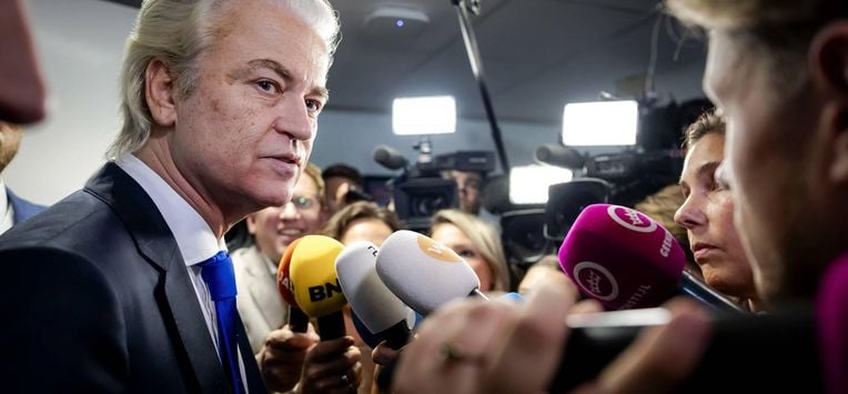 DEN HAAG - Geert Wilders (PVV) na afloop van een coalitieoverleg over asielplannen in de Tweede Kamer. ANP ROBIN VAN LONKHUIJSEN