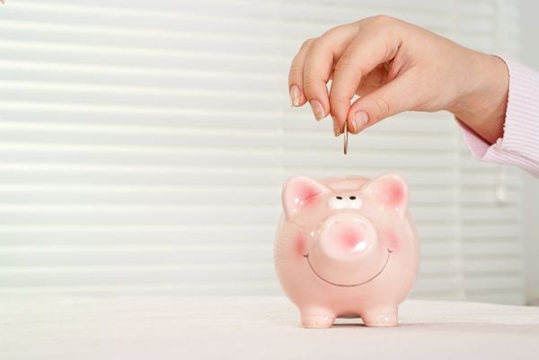 A picture of saving in a piggy bank