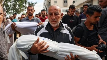 Palestinian men carry the shrouded bodies of children killed in Israeli strikes on Gaza City at dawn, during a funeral procession outside the Al-Shifa hospital on September 4, 2025, amid the war between Israel and the Hamas militant movement. Hamas's 2023 attack that triggered the war resulted in the deaths of 1,219 people, mostly civilians, according to an AFP tally based on Israeli figures. Israel's retaliatory offensive has killed at least 63,746 Palestinians, most of them civilians, according to figures from the health ministry in Hamas-run Gaza that the United Nations considers reliable.
Omar AL-QATTAA / AFP