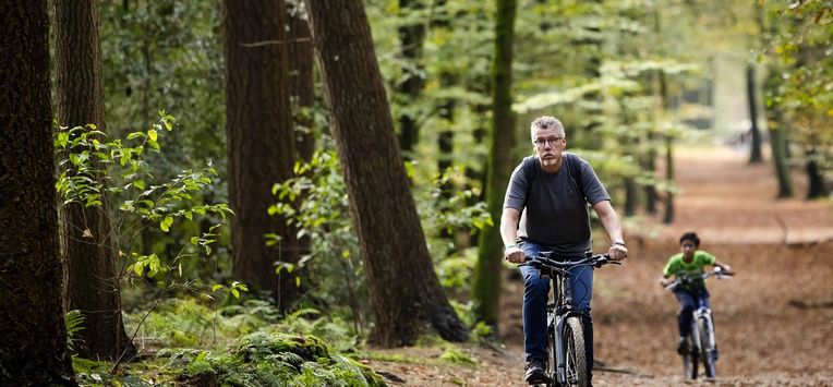 ERMELO - Dagjesmensen in het Speulderbos. Het zachte najaarsweer lokt wandelaars tijdens de herfstvakantie naar buiten. ANP SEM VAN DER WAL
