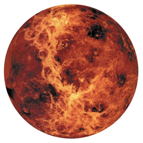 Een foto van de gloeiend hete planeet Venus