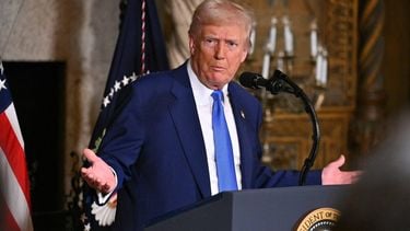 US President Donald Trump speaks during the signing of executive orders at his Mar-a-Lago resort in Palm Beach, Florida, on February 18, 2025.  Trump signed an executive order February 18 aimed at improving the affordability and availability of in vitro fertilization, a health issue he had addressed on the campaign trail.
ROBERTO SCHMIDT / AFP