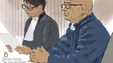 AMSTERDAM - Rechtbanktekening van Jaitsen Singh tijdens een openbare zitting bij de rechtbank in Amsterdam waarin het draait om een Amerikaanse straf om te zetten naar Nederlandse maatstaven. Singh werd in 1986 in Amerika tot een gevangenisstraf van 56 jaar veroordeeld, omdat hij zijn vrouw en stiefdochter zou hebben laten ombrengen. Singh, die ernstig ziek is, is in maart 2026 naar Nederland overbracht om de rest van zijn straf hier uit te zitten. ALOYS OOSTERWIJK / ANP