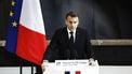 epa12789776 French President Emmanuel Macron delivers a speech next to the submarine 'Le Temeraire'  (The Temerarious) at the Nuclear submarines Navy base of Ile Longue in Crozon, near Brest, France, 02 March 2026.  EPA/YOAN VALAT / POOL
