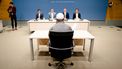 Foto tijdens de openbare verhoren van de parlementaire ondervragingscommissie.