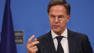 epa13238829 NATO Secretary General Mark Rutte gives a press conference following a meeting with Slovenian Prime Minister Janez Jansa (not pictured) at NATO headquarters in Brussels, Belgium, 14 September 2026. Slovenia has raised its planned 2026 defense spending by 296 million euros, bringing total defense expenditure to 2.03 percent of GDP and meeting NATO's 2 percent target for the first time, according to the Slovenian government.  EPA/OLIVIER HOSLET