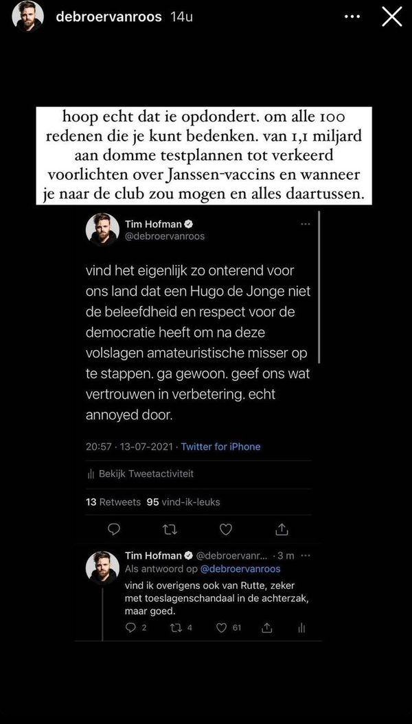 Tim Hofman Mark Rutte Hugo de Jonge Twitter