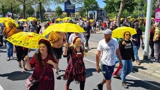 Demonstranten Walk of Freedom in Eindhoven