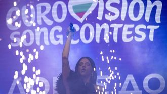 Bulgarian singer Dara performs during a concert in front of National Gallery of Art after winning the Eurovision Song Contest with her song "Bangaranga" in Sofia on May 19, 2026. 
Nikolay DOYCHINOV / AFP