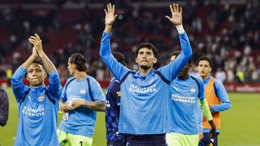 AMSTERDAM - Ricardo Pepi van PSV Eindhoven viert de 1-3 winst tijdens de Nederlandse Eredivisie wedstrijd tussen AFC Ajax en PSV Eindhoven in de Johan Cruijff Arena op 5 september 2026 in Amsterdam, Nederland. MAURICE VAN STEEN / ANP