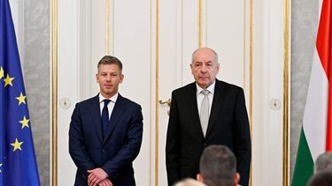 epa12950500 Hungarian President Tamas Sulyok (R) and Hungary Prime Minister Peter Magyar attend the appointment ceremony of ministers of the Tisza government at the presidential Alexander Palace in Budapest, Hungary, 12 May 2026. President Sulyok appointed the sixteen-member Tisza cabinet ahead of the ministerial oath-taking ceremony in parliament.  EPA/Robert Hegedus HUNGARY OUT