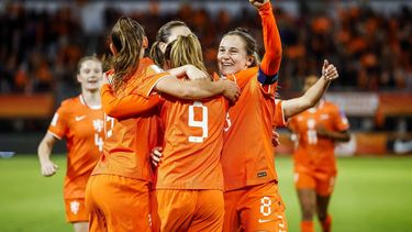 ALMELO - Wieke Kaptein of The Netherlands viert de 3-0 tijdens de WK-kwalificatiewedstrijd tussen Nederland (v) en Polen (v) in Erve Asito Stadion op 9 juni 2026 in Almelo, Nederland. VINCENT JANNINK / ANP