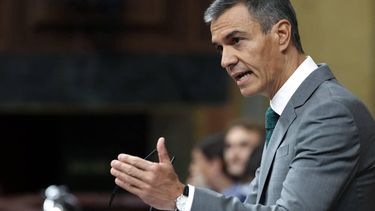Spain's Prime Minister Pedro Sanchez addresses the congress of deputies on the government's handling of the situation in Spain's North African enclave Ceuta after a mass influx of migrants, at the lower house of parliament in Madrid on September 3, 2026.
 More than 70,000 migrants crossed into Ceuta from Morocco on July 30 and 31 in a surge that left scores dead, most by drowning as they tried to swim around a breakwater. Moroccan security forces displayed 