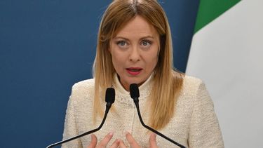 Italy’s Prime Minister Giorgia Meloni speaks during a joint press conference with India’s Prime Minister at Villa Doria Pamphili in Rome on May 20, 2026. 
Alberto PIZZOLI / AFP