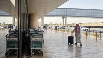 A traveller rolls his suitcase at the departure terminal of King Khalid International Airport in Riyadh on April 2, 2026. The oil-rich Gulf has borne the brunt of Iran's attacks in response to US-Israeli strikes that sparked the Middle East war, with Tehran targeting US assets but also civilian infrastructure, including energy facilities and airports.
AFP
