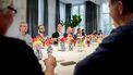 Premier Mark Rutte en minister Carola Schouten (Landbouw) ontvangen vertegenwoordigers van de agrarische sector op het Catshuis voor een gesprek over stikstof en PFAS.