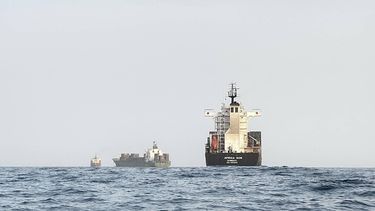 Container ships are seen anchored near the Strait of Bab al-Mandeb off Yemen's coast in the Gulf of Aden on August 6, 2026. 
AFP