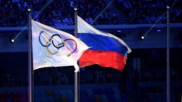 Geen Russische vlag bij slotceremonie van de Spelen. / AFP