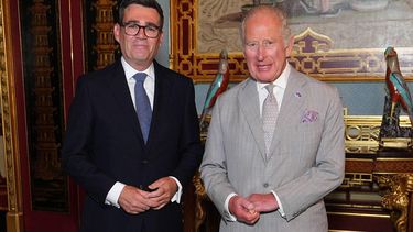 King Charles Britain's King Charles III poses with Britain's incoming Prime Minister Andy Burnham, during an audience at Buckingham Palace, London, where he invited the leader of the Labour Party to become Prime Minister and form a new government, on July 20, 2026 
Aaron Chown / POOL / AFP