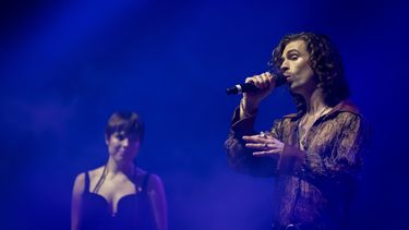 Mia Nicolai en Dion Cooper tijdens het jaarlijkse songfestivalfeest Eurovision in Concert.
