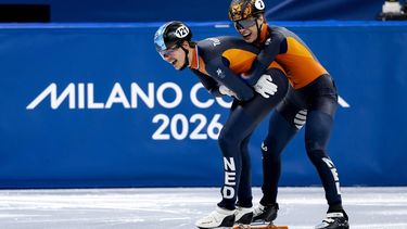 topsport familie genen Melle van 't Wout en Jens van 't Wout finales 500 meter bij het shorttrack schaatsen Olympische Winterspelen