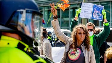 Politie houdt mensen aan bij betoging Den Haag