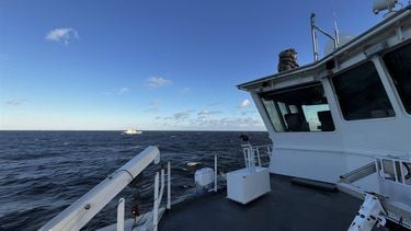 epa11741858 A handout photo made available by the Finnish Border Guard shows the boat of the Finnish guard ship Turvan on duty in the damaged area of ​​the C-Lion-1 cable in the southern Baltic Sea, 26 November 2024. The Finnish Central Criminal Police and the Border Guard continue to investigate the submarine cable between Finland and Germany that was broken a week ago.  EPA/FINNISH BORDER GUARD HANDOUT HANDOUT HANDOUT EDITORIAL USE ONLY/NO SALES