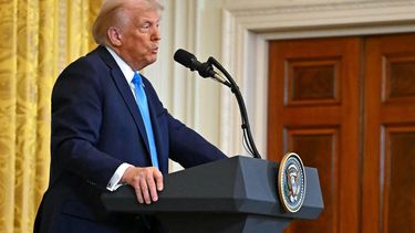US President Donald Trump speaks during a press conference with unseen Israel's Prime Minister Benjamin Netanyahu in the East Room of the White House in Washington, DC, on February 4, 2025. 
ANDREW CABALLERO-REYNOLDS / AFP