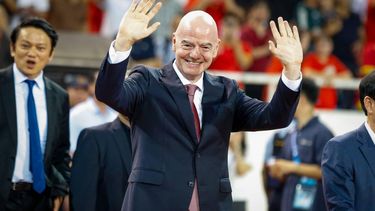 epa13193070 FIFA President Gianni Infantino attends the award ceremony after the final match of The 2026 ASEAN Cup between Vietnam and Thailand, at My Dinh stadium in Hanoi, Vietnam, 26 August 2026.  EPA/LUONG THAI LINH
