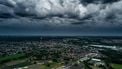 MIERLO - Luchtfoto van de eerste zomerstorm van 2019 boven Brabant-Zuidoost. Het KNMI heeft de Code Oranje afgegeven voor onweer, hagel en zware windstoten. ANP ROB ENGELAAR