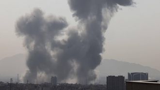 A plume of smoke rises following a reported explosion in Tehran on February 28, 2026. Two loud blasts were heard in Tehran on February 28 morning by AFP journalists, and two plumes of thick smoke were seen over the centre and east of the Iranian capital. Israel's defence ministry announced it had launched a 