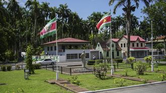 General view of the Cabinet office of the president of Suriname in Paramaribo taken on September 13, 2022. 
Patrick FORT / AFP