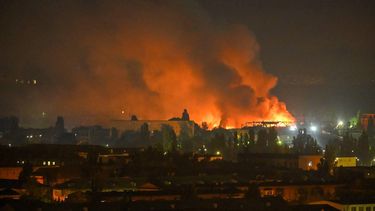 A fire breaks out following massive Russian ballistic missile strikes in the Ukrainian capital of Kyiv on August 5, 2026, amid the Russian invasion in Ukraine. Explosions rang out in Kyiv shortly after midnight local time on August 5, AFP reporters said, after the Ukrainian air force reported the approach of several ballistic missiles. Kyiv Mayor Vitali Klitschko said a fire broke out in a 20-storey residential building, with the cause 