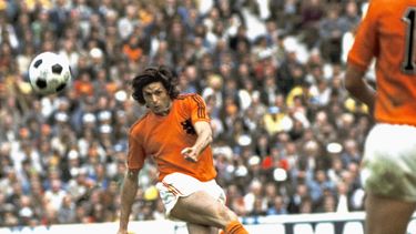 Een foto van Wim Suurbier in Oranje tijdens het WK van 1974.