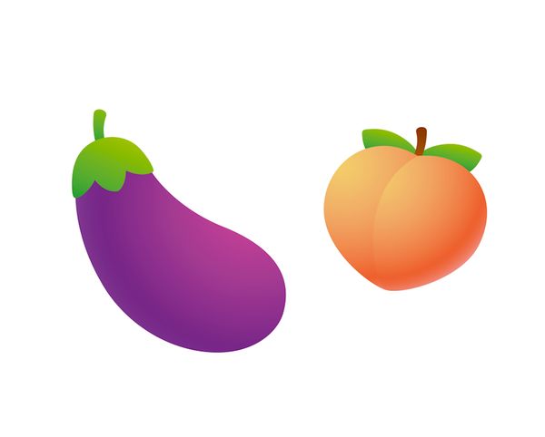 De seksuele aubergine- en peachemoji's