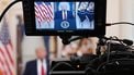 A camera screen shows US President Donald Trump speak during a televised address on the conflict in the Middle East from the Cross Hall of the White House in Washington, DC on April 1, 2026. 
Alex Brandon / POOL / AFP