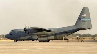A US Air Force C-130 Hercules military transport aircraft prepares for takeoff from Camp Victory on the outskirts of Baghdad International Airport on September 29, 2026. After more than a decade, the US-led coalition is ending its mission in Iraq, having helped save the country from jihadists but causing persistent friction in the country. Baghdad and Washington agreed in 2024 to wind down the coalition's mission, and its troops withdrew gradually from bases across the country, restricting their presence to the autonomous northern Kurdistan region. Iraqi Prime Minister Ali al-Zaidi declared that October 1, the day following the coalition's departure, should be celebrated as Sovereignty Day.
Ammar Karim / AFP