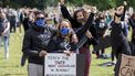 In het park werd een protest tegen racisme gehouden.