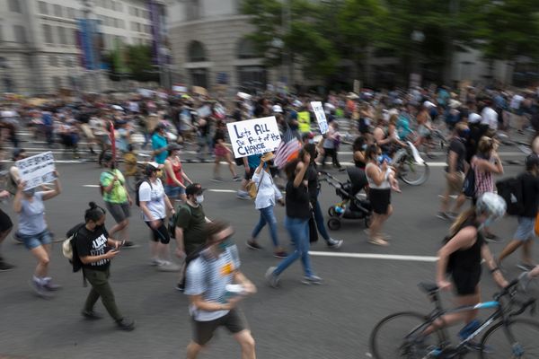 Een foto van de demonstratie tegen racisme in Washington op zaterdag