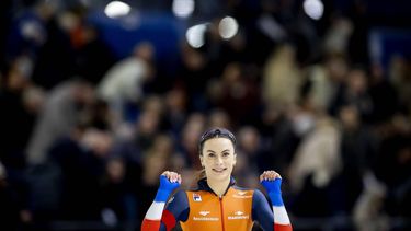 HEERENVEEN - Femke Kok (NED) in actie op de 500 meter sprint vrouwen tijdens de eerste dag van de WK allround en sprint in ijsstadion Thialf. SEM VAN DER WAL / ANP