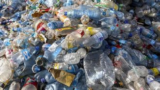 epa10674432 Plastic bottles at the T3 EPZ Limited, a local company that recycles polyethylene terephthalate (PET) plastic bottles into PET flakes for export, on World Environment Day in Machakos, Kenya, 05 June 2023. The world marks the 2023 Environment Day on 05 June with a focus on 'solutions to plastic pollution'.  EPA/DANIEL IRUNGU  ATTENTION: This Image is part of a PHOTO SET